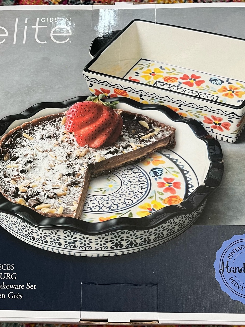Gibson Elite Floral Ceramic Bakeware Set